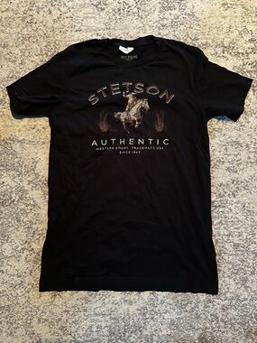 Stetson Black Short-Sleeve Graphic Tee with Rider Print
